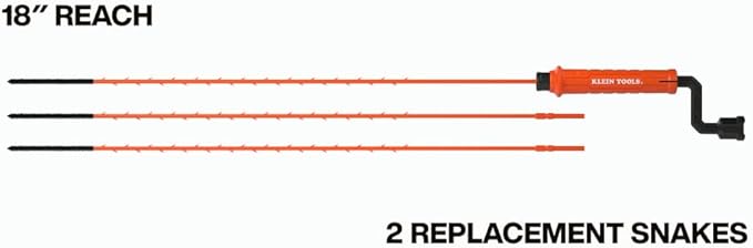 Klein Tools 53020 Drain Snake Auger Hair Clog Removal Tool, 3-Pack, Hair Clog Remover, Quick Release Collar for Hands-Free Disposal, 18-Inch Reach