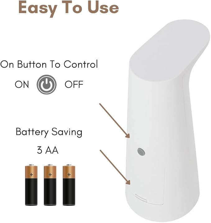 Touchless Automatic Foaming Soap Pump Dispenser Sensor Liquid Soap Dispenser Hand Sanitizer Automatic Foaming Soap Dispenser Hand Free Automatic Kitchen Dispenser Battery Operated 8.45 fl oz.