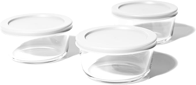 DURA LIVING 6-Piece Glass Food Storage Containers Set (3 Containers + 3 BPA-Free Lids) | 2-Cup, Leakproof | Microwave, Freezer, Oven & Dishwasher Safe