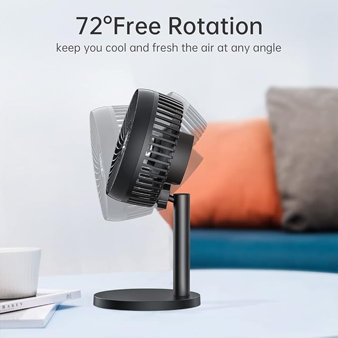 6 Inch Desk Fan for Bedroom, USB Small Fan with 4 Speeds, Adjustable Height, Personal Cooling Table Fan, 72°Rotation, Ultra Quiet, Lightweight, Powerful Office Fan for Home,4.92 feet Cord, Black