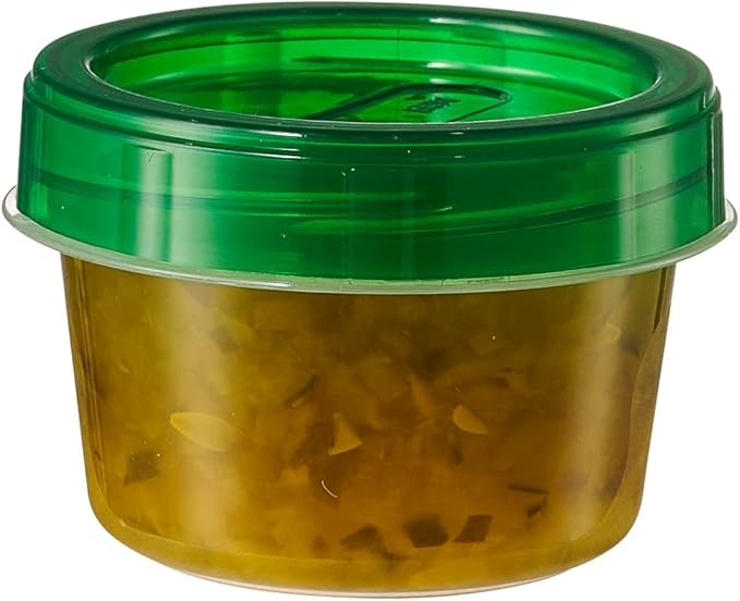 PLASTICPRO 12 Pack Twist Cap Food Storage Containers with Green Screw on Lid- 4 oz Reusable Meal Prep Containers