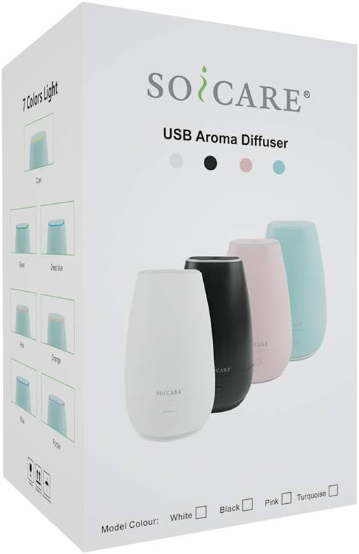Diffuser,USB Plug-in Car Portable Aromatherapy Diffuser,Essential Oils for Diffusers with 7 Colors Lights 2 Switch Mode Waterless Auto Off for Car Home Office Room (Pink)