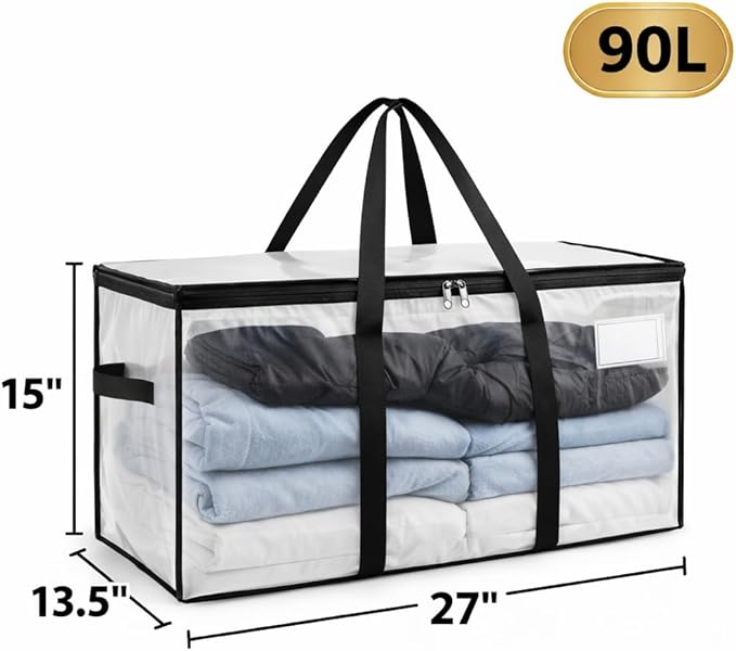 2-Pack Comforter Storage Bags with Zipper and Handles (90L)