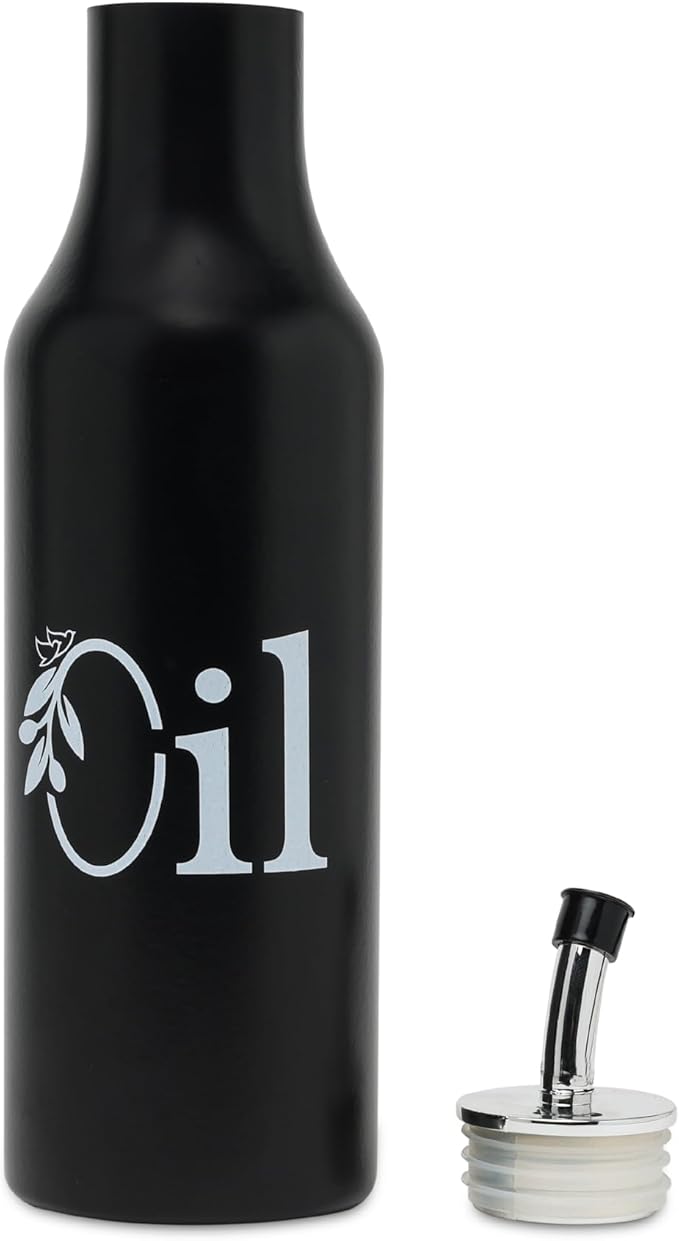 dudki 1 Litre Stainless Steel Oil Pourer | Oil Dispenser For Kitchen | Cooking Oil Bottle For Kitchen | Cooking, Home, Restaurant (Matt Black)