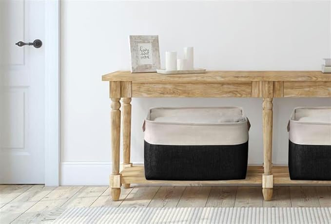 Storage Bins, Large Fabric Storage Baskets for Shelves, Black & White, 3 Pack