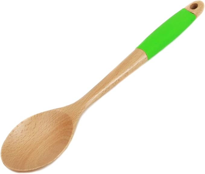 Chef Craft Premium Silicone Handle Wooden Spoon Set, 14 inch, Green