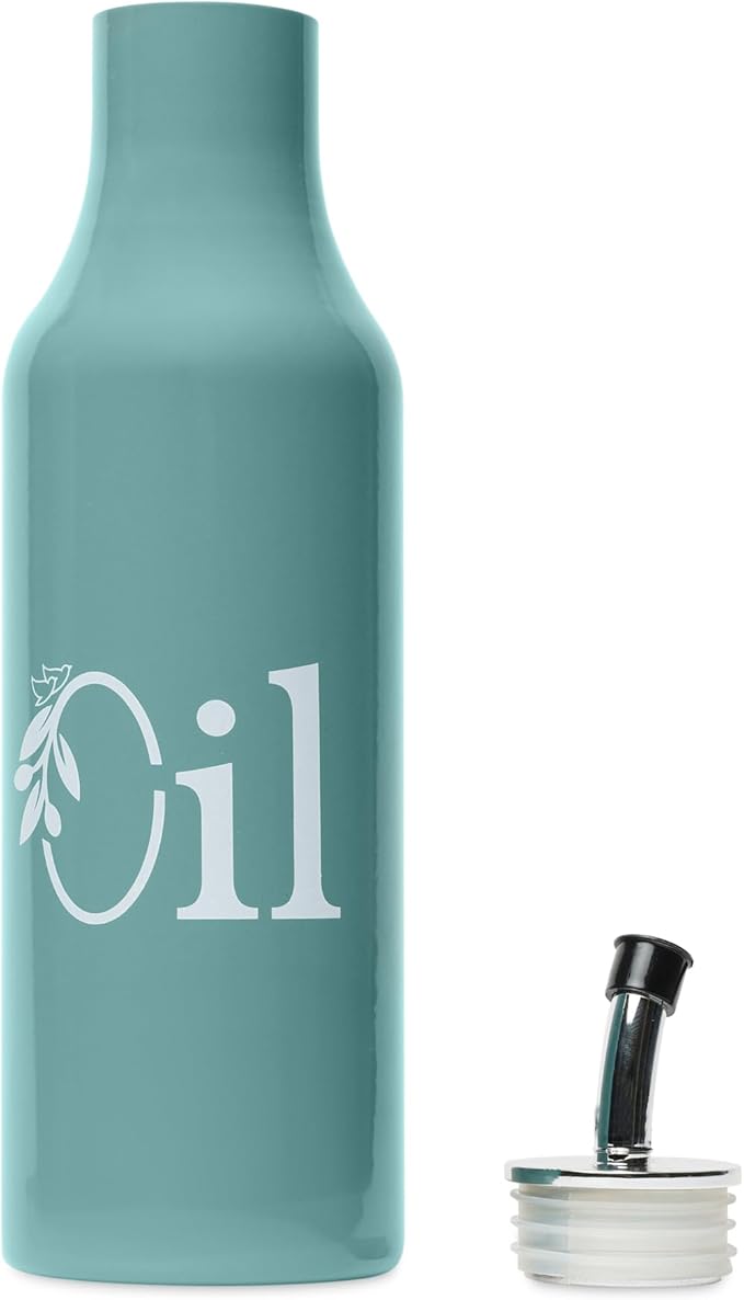 dudki 1 Litre Stainless Steel Oil Dispenser Bottle | Durable Metal Oil Pourer with Secure Leak-Proof Cap and Clean No-Drip Spout | Rust-Free Kitchen Oil Container for Everyday Cooking (Moss Green)