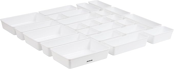 Mind Reader 25-Piece Drawer Organizer Set, Storage Trays for Kitchen, Bathroom