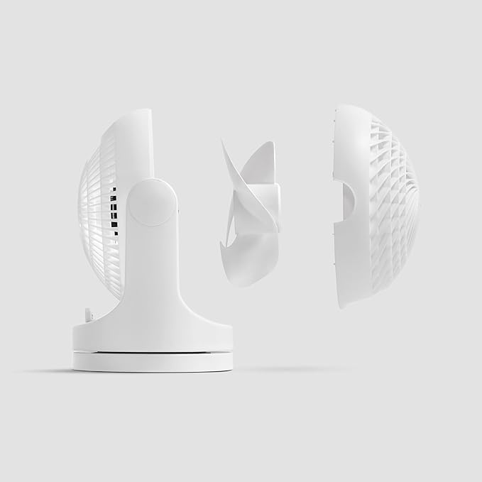 IRIS USA WOOZOO Desk Fan with Remote, Oscillating Air Circulator, 3 Speeds, 46ft Max Air Distance, 112° Adjustable Vertical Tilt, 23db Quiet Motor, Small Fan for Bedroom, Office, Dorm, White