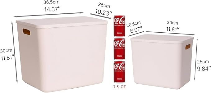 6 Piece Plastic Storage Baskets Boxes with Lids,14.4x10.2x11.8 inch Stackable Organizing Bins with Handles, Versatile Containers for Pantry,Bathroom,Closet Shelves Desktop (Light grey, 4XXL+2XL)