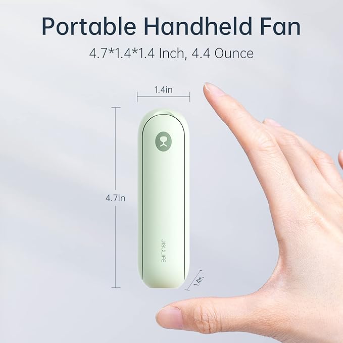 JISULIFE Portable Handheld Fan, Mini Personal 3-In-1 with Power Bank&Flashlight, 12-19 Hrs USB Rechargeable Battery Pocket Fan for Travel/Summer/Vacation/Concert, Essential Gifts for Men/Women-Green