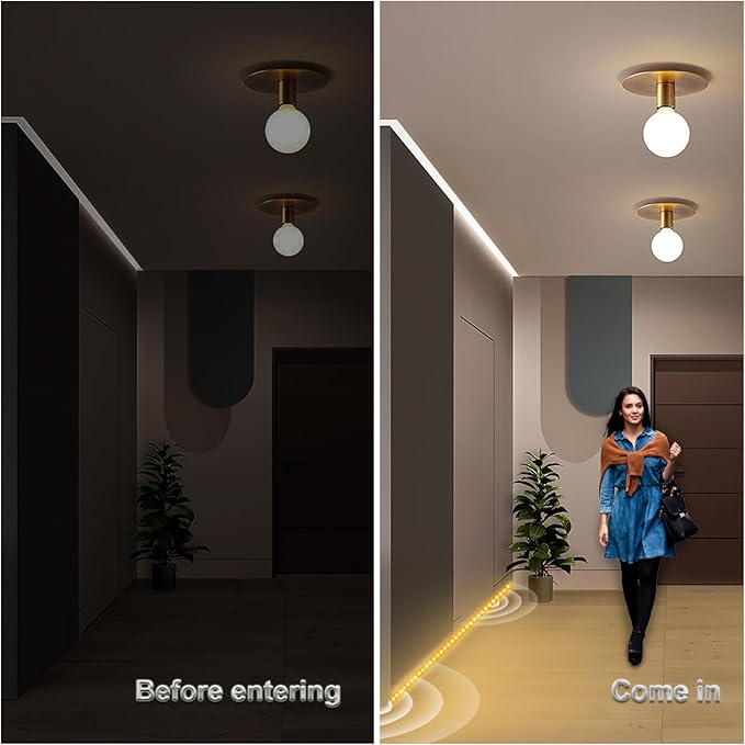 WOBANE Motion Activated LED Strip Light, Rechargeable Magnetic Battery Box with 6.56ft LED Strip,60 LEDs Homelife Sensor Bar for Wardrobe,Stair,Pantry,Counter,Cabinet,Bed,Door,2700K Warmwhite,Black