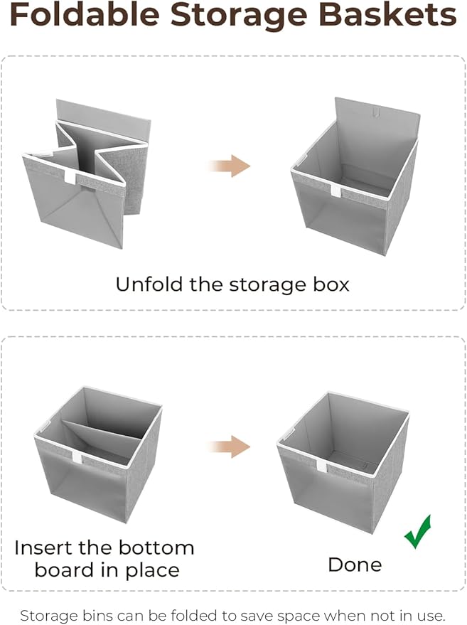 StorageWorks 13x13 Storage Cubes, Closet Storage Bins with Clear Window, Large Fabric Organizer for Clothes, Collapsible Storage Baskets with Handles