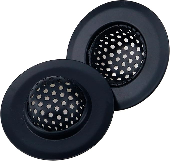 Antrader Kitchen Sink Strainer ,2.17" Top / 1.18" Basket,Stainless Steel Sink Drain Strainer,Black,2 Pack
