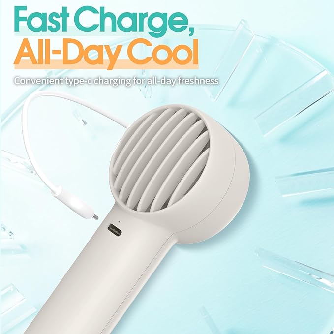 Mini Portable Fan, USB Rechargeable Handheld Fan with 3 Speed Wind, Pocket Personal Cooling Fan for Desktop Travel Outdoor Vacation Concert Makeup Use