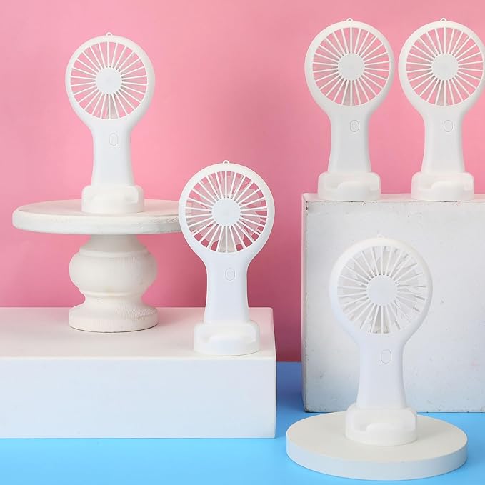Woanger 60 Pack Mini Powerful Handheld Fan Bulk 3 Speed USB Rechargeable Small Desk Fan Summer Gift for Wedding Beach Outdoor Women Eyelash (White)