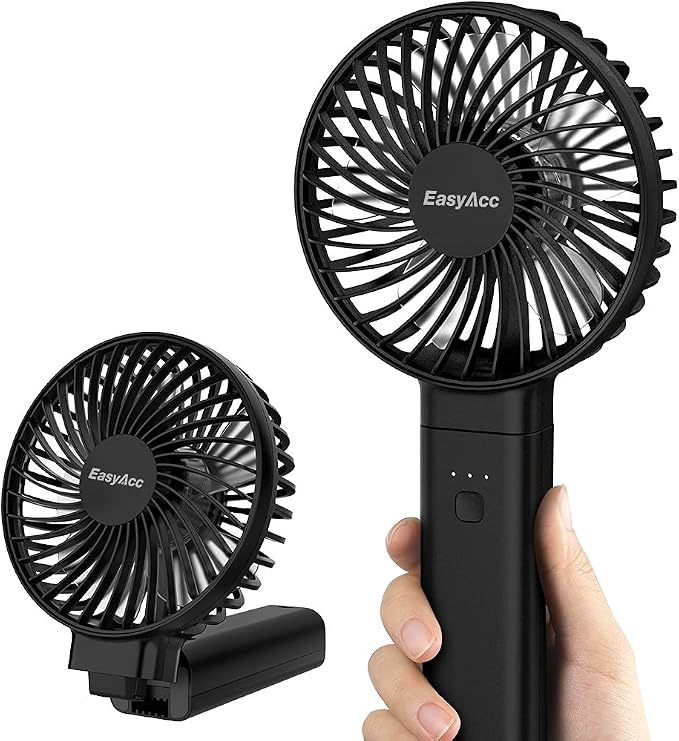 EasyAcc Personal Fans Portable Rechargeable, Washable Guard + Powerful + 180°Foldable + Professional ODM Fan + Durable,