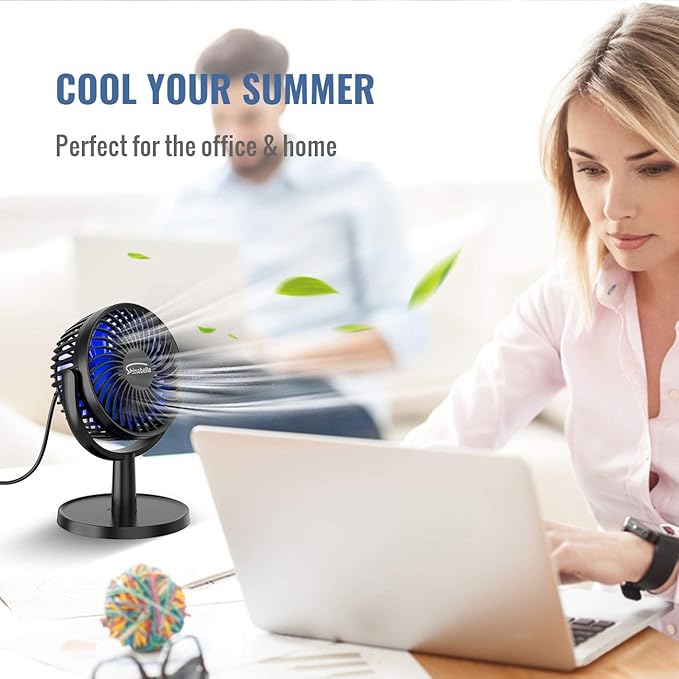 Shinebella 4 Speeds Small Desk Fan with Strong Airflow, Personal Portable Mini USB Fan, Quiet, 310 Degree Rotation, Detachable, Easy to Clean, Lightweight, 4 inch, for Bedroom, Desk, Home… B08NP31ZWB