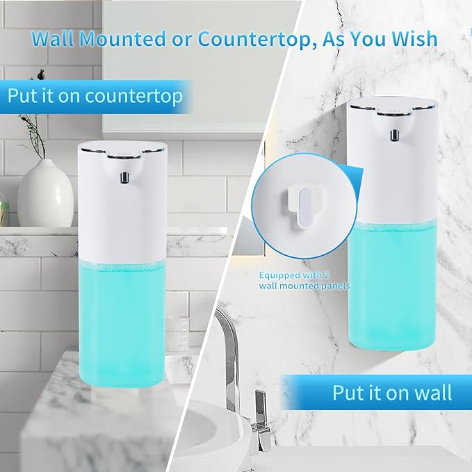 P9 Advanced Automatic Rechargeable, Touchless,Sensor Foaming Soap Dispenser for Kitchen & Bathroom, Foam Dish Soap Dispenser,Support Countertop and Wall Mounted