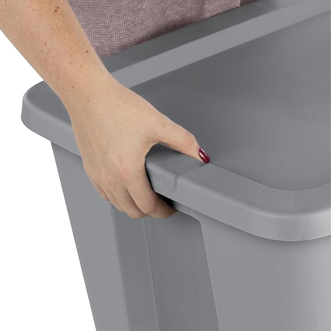 18 Gallon Plastic Storage Bin with Secure Snap Lid (Pack of 8) - Stackable Organizer Tote with Handles - Perfect for Closet, Dorm & Home Organization (Gray, (8 Pack) 18-Gallon)