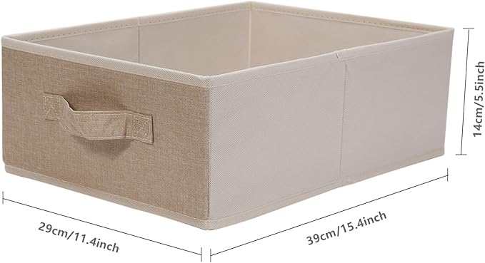 BOMKEE Clothings Collapsible Storage Bins, Foldable Organizers and Storage Baskets Cube Storage Bin for Bedroom Living Room (4 Pack, Beige