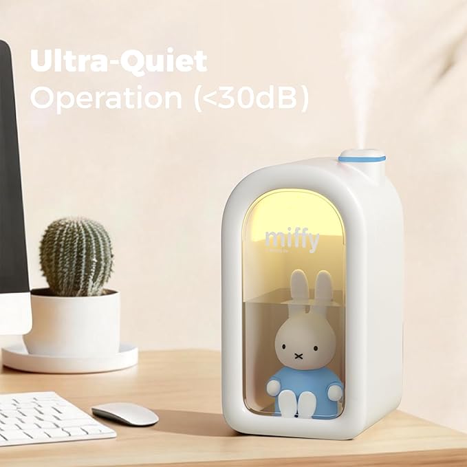 Mipow X Miffy Cool Mist Humidifier - Ultrasonic Quiet Humidifier, Mini Cute Humidifier with Night Light, 380ml for Bedroom, App-Controlled RGB Light (2.0 Plus-Version) - Blue