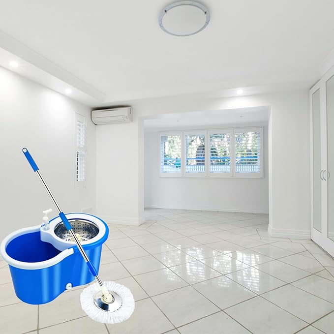 Spin Mop and Bucket with Wringer Set,with 3 Microfiber Mop Replacement Heads and 61" Stainless Steel Adjustable Handle(20QT)