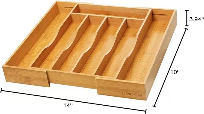 2-Piece Bamboo Silverware Organizer