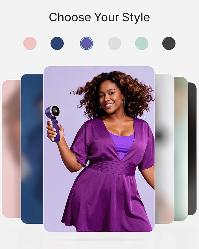 Portable Handheld Turbo Fan - 5 Gear High Speed 4000mAh Rechargeable Mini Personal Hand Fan Blow Cold Air, Battery Operated Travel Essentials, Beach Vacation, Gifts for Women, Men (Purple)
