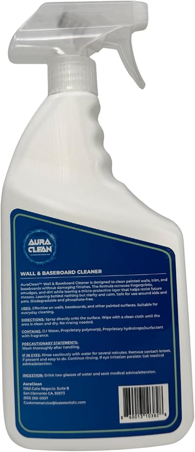 Gentle Wall & Baseboard Cleaner - Safe for Painted Walls & Trim | Non-Toxic, No-Rinse Spray | Anti-Resoil, Streak-Free Finish for Everyday Cleaning