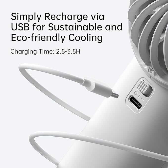 JISULIFE Handheld Portable Fan, Stronger and Longer-Lasting: 5 Speed, 3600mAh Battery, 12-Blade Turbo For Powerful Wider Wind, LED Display, Rechargeable Personal Fan for Travel Concerts Makeup-Grey