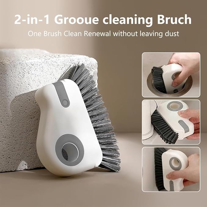2 in 1 Groove Cleaning Brush, Window Track Cleaner Brush with Hidden Scraper, Crevice Cleaning Brush for Sliding Door Track, Window Sill, Narrow Gaps, Kitchen & Bathroom Cleaning Tool (Mix)