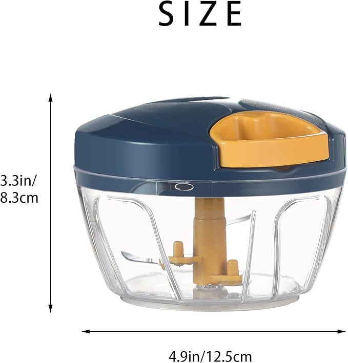 Ourokhome Manual Food Processor Vegetable Chopper, Portable Hand Pull String Garlic Mincer Onion Cutter for Vegetable, Ginger, Fruits, Nuts, Herbs, etc., 500ml, Deep Blue