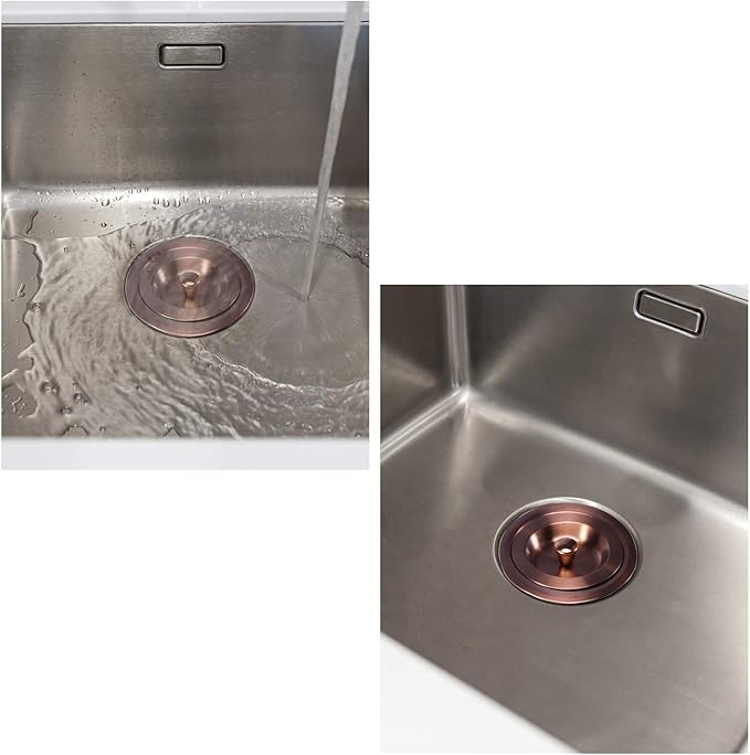 KONE 3/1-2 Inch Sink Drain Assembly Antique Copper Kitchen Sink Drain Kit Copper Stainless Steel Sink Basket Strainer Rubber Stopper