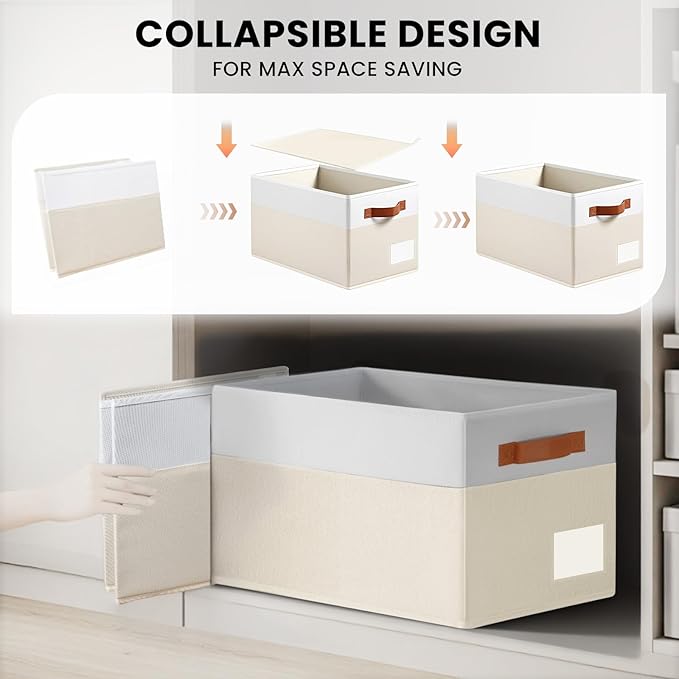 4 Pack Large Closet Storage Baskets for Shelves
