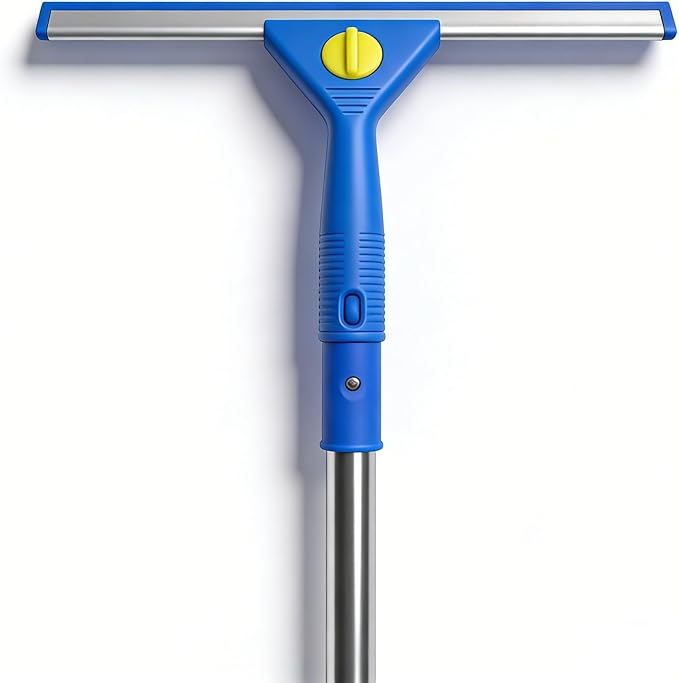 68" Window Washing Kit with Extension Pole, Long Handle Window Squeegee and Scrubber, Window Cleaner Tool for High Outdoor Windows, Glass