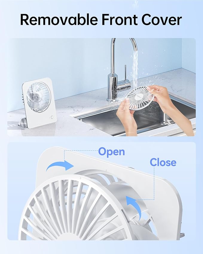 TriPole Desk Fan Small Portable Fan 2000 mAh Rechargeable Battery Ultra Quiet 4.5 Inch Mini Travel Fan with 180° Tilt Folding and 3 Speeds Adjustable for Home Office Desktop White
