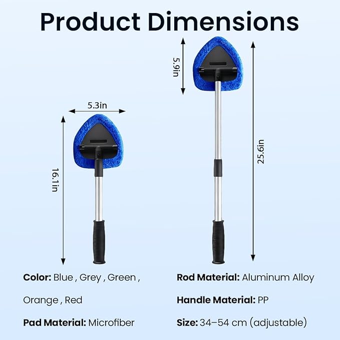 Windshield Cleaner Tool, 180 Degree Rotatable Inside Windshield Cleaning Set, Longer Extendable Windshields Cleaning Tool
