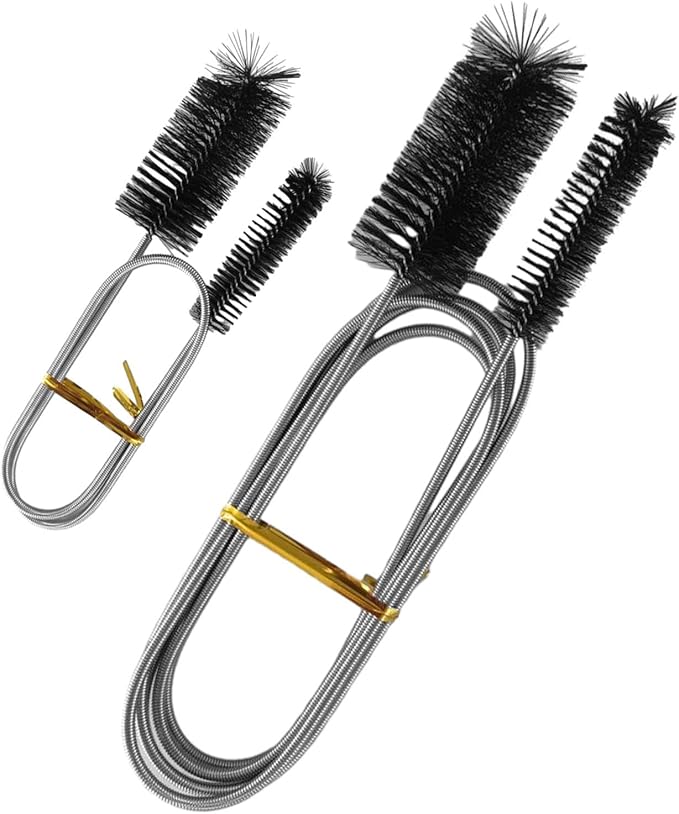 2pcs Flexible Long Drain Brush Set, Hose Pipe Stainless Steel Nylon Bristles Brushes with Dual Heads Tube Cleaner Brush for Kitchen, Sink, Drain Pipe