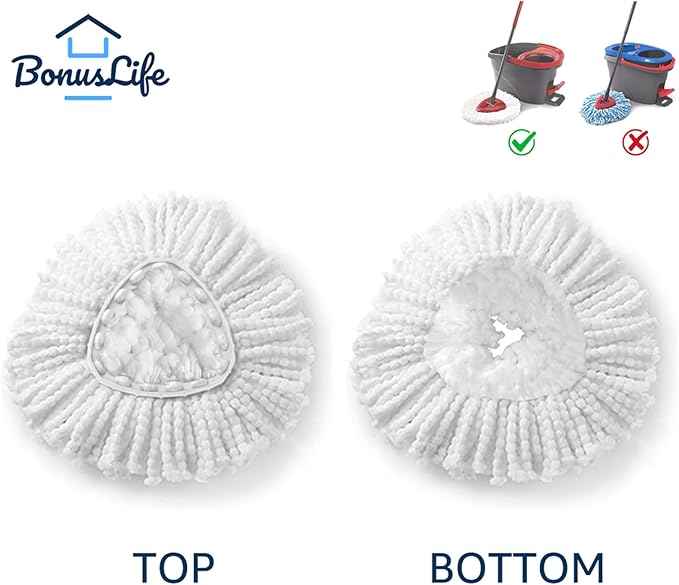 BonusLife 2-Pack Mop Head for O-Ceda EasyWrin Spin Mop Refill 1-Tank System Only Easy Cleaning Microfiber Replacement