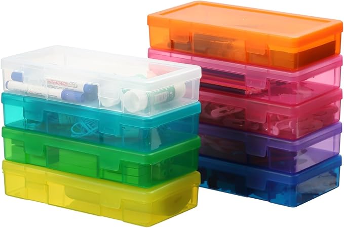 Plastic Clear Storage Containers for Organizing, 9 Pack Medium -Color