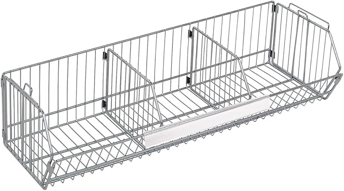 Quantum Storage Systems 1436BC Modular Stacking Basket, Chrome Finish, 14" W x 36" L x 9" H