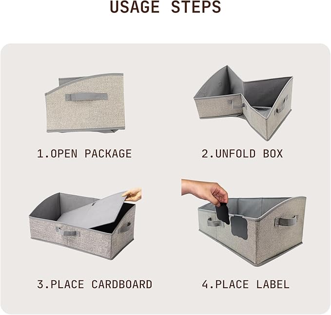 Closet Organizers and Storage Bins with Labels Clip, Large Trapezoid Storage Baskets for Shelves, 28L Foldable Fabric Clothing Organizer for Blankets