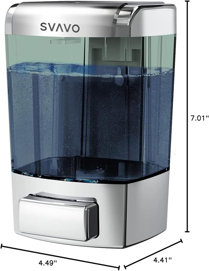 SVAVO Wall Mounted Soap Dispenser Kitchen Bathroom Manual Soap Dispenser Refillable Hand soap Dispenser for Liquid Contianers Shampoo Gel Chamber for Household Commerical 23.7oz (700ml) ABS