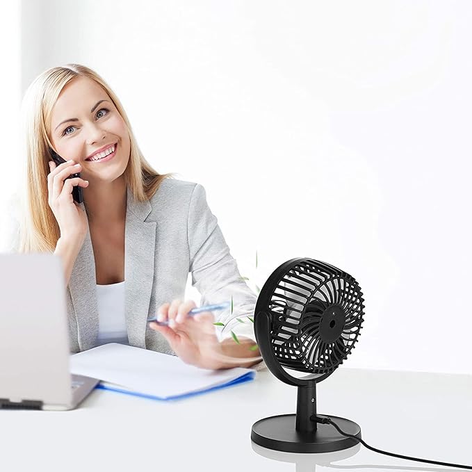 Shinebella 4 Speeds Small Desk Fan with Strong Airflow, Personal Portable Mini USB Fan, Quiet, 310 Degree Rotation, Detachable, Easy to Clean, Lightweight, 4 inch, for Bedroom, Desk, Home… B08NP31ZWB