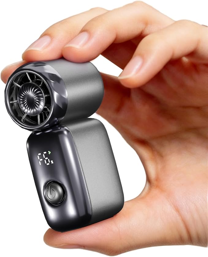 Ultra Mini Fan Handheld, Personal Portable Fan USB Rechargeable, 6 Speed 20000 RPM Small Fan Gift for Travel Essentials, Makeup, Eye lash, Wedding, Beach, Women/Girl/Teen/Mom Day/Hot Flashes (Gray)