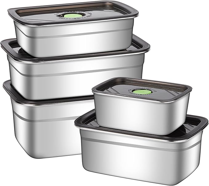 GIUOIDUO 10-Piece Stainless Steel Food Storage Container Set with Airtight Lids - Durable