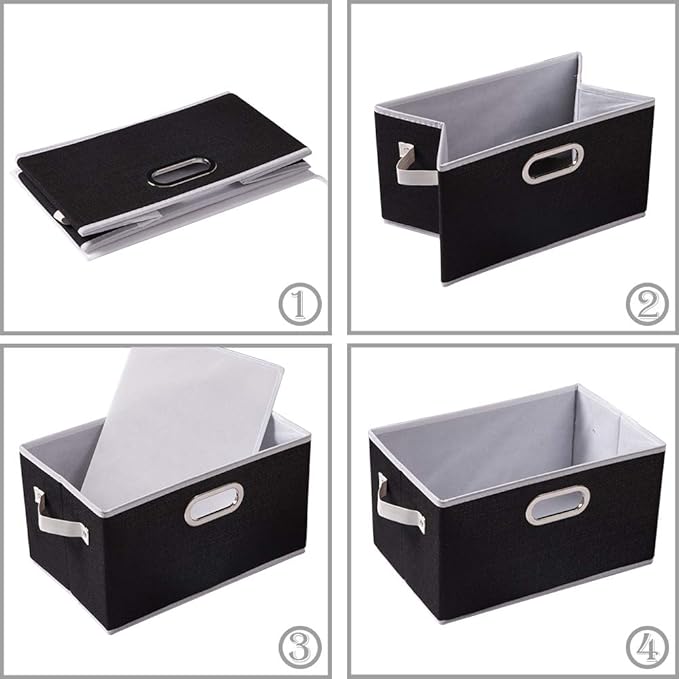 PRANDOM 5 Storage Bins - Linen Fabric Cubes (17.3" x 12.2")