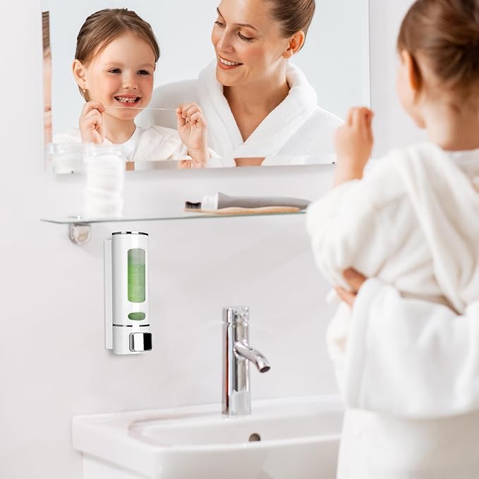 Foam Hand Liquid Soap Dispenser, 400ml Bathroom Shower Dispenser Gel Container Shower Pump Dispenser and Organizer for Bathroom Kitchen Hotel, Refillable Liquid Lotion Soap Dispenser Wall Mounted