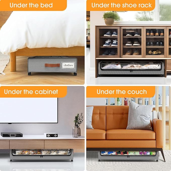SpaceHacks Under Bed Storage (1 Pack) - Large Capacity Rolling Storage for Clothes & Blankets